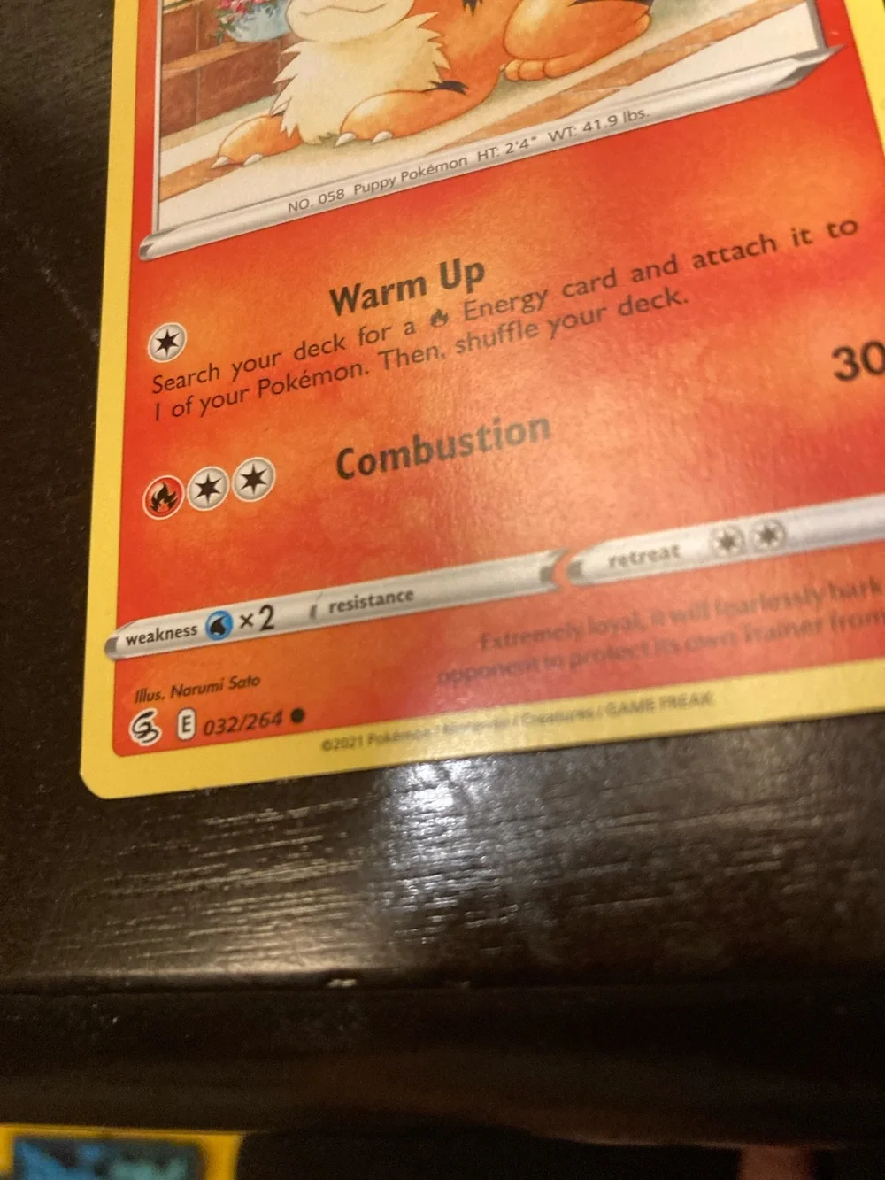 Pokemon Growlithe Red and Yellow Fire-Type Trading Card